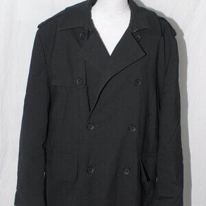 Heavy EUC 43” Trench Coat w/ Belt Black XL Mens Removable Lining 3 pockets